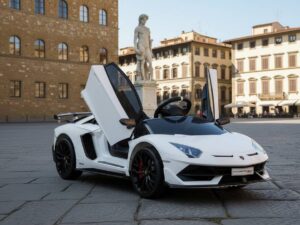 Kinderfahrzeug - Elektro Auto "Lamborghini Aventador SVJ" - lizenziert - 12V7AH, 2 Motoren- 2,4Ghz Fernsteuerung, MP3, Ledersitz+EVA -018