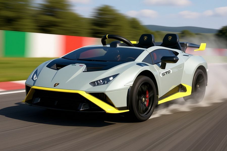 Elektro Kinderauto "Lamborghini Huracan STO Drift" - lizenziert - 24V Akku, 2 Motoren- 2,4Ghz Fernsteuerung, MP3, Ledersitz+EVA 1 Elektro Kinderauto "Lamborghini Huracan STO Drift" - lizenziert - 24V Akku, 2 Motoren- 2,4Ghz Fernsteuerung, MP3, Ledersitz+EVA