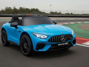 Kinderfahrzeug - Elektro Auto "Mercedes SL63 AMG" - Lizenziert - 24V Akku, 4 Motoren, 2,4Ghz Fernsteuerung, MP3+Ledersitz+EVA-Lackiert Blau
