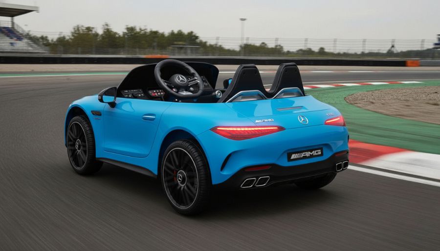 Kinderfahrzeug - Elektro Auto "Mercedes SL63 AMG" - Lizenziert - 24V Akku, 4 Motoren, 2,4Ghz Fernsteuerung, MP3+Ledersitz+EVA-Lackiert Blau 2 Kinderfahrzeug - Elektro Auto "Mercedes SL63 AMG" - Lizenziert - 24V Akku, 4 Motoren, 2,4Ghz Fernsteuerung, MP3+Ledersitz+EVA-Lackiert Blau – Bild 2