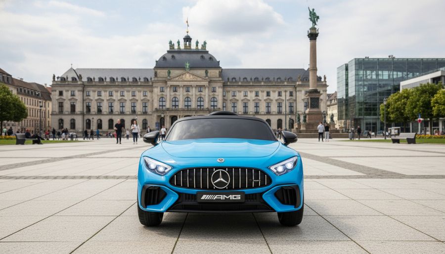 Kinderfahrzeug - Elektro Auto "Mercedes SL63 AMG" - Lizenziert - 24V Akku, 4 Motoren, 2,4Ghz Fernsteuerung, MP3+Ledersitz+EVA-Lackiert Blau 9 Kinderfahrzeug - Elektro Auto "Mercedes SL63 AMG" - Lizenziert - 24V Akku, 4 Motoren, 2,4Ghz Fernsteuerung, MP3+Ledersitz+EVA-Lackiert Blau – Bild 9