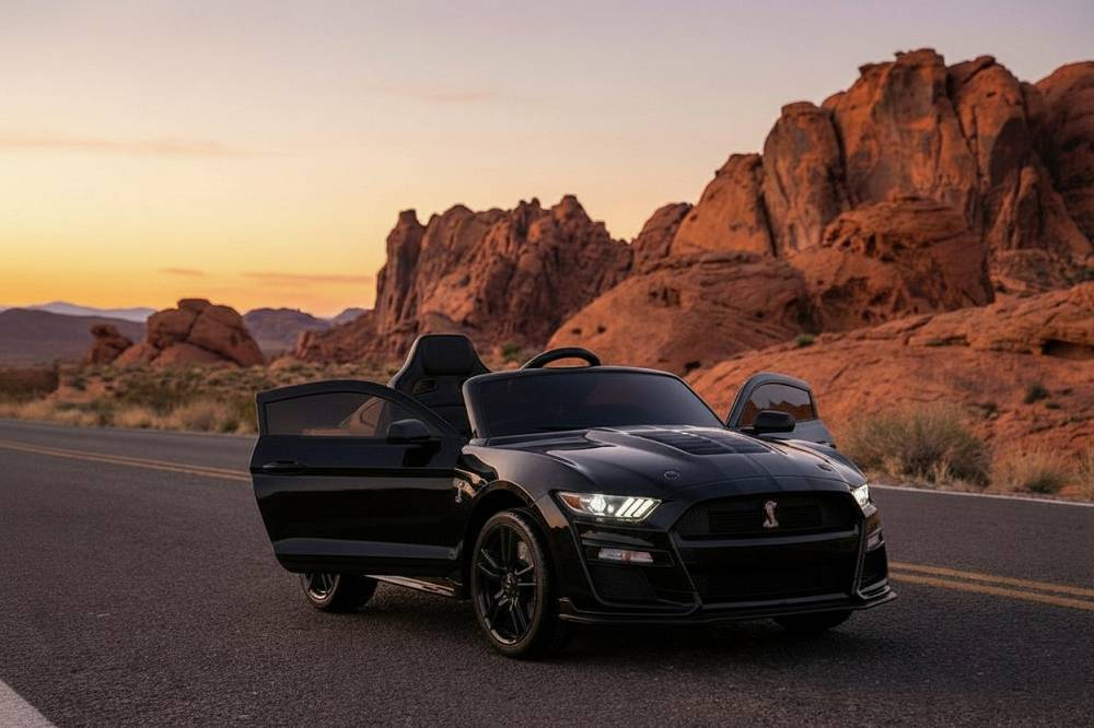 Elektro Kinderauto Lizenziert - Mustang GT500 Shelby Cobra mit Ledersitz und EVA Reifen 2 Elektro Kinderauto Lizenziert - Mustang GT500 Shelby Cobra mit Ledersitz und EVA Reifen – Bild 2