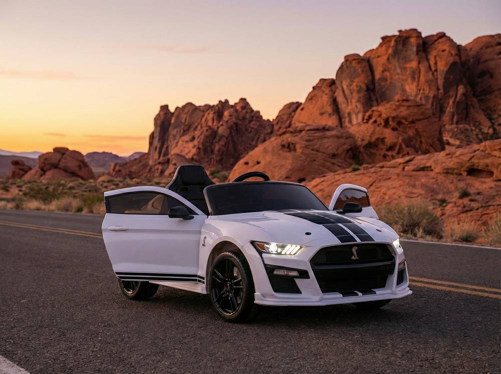 Elektro Kinderauto Lizenziert - Mustang GT500 Shelby Cobra mit Ledersitz und EVA Reifen 1 Elektro Kinderauto Lizenziert - Mustang GT500 Shelby Cobra mit Ledersitz und EVA Reifen