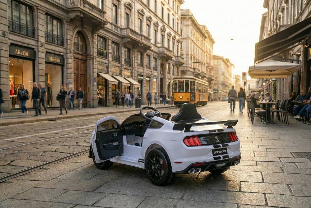 Elektro Kinderauto Lizenziert - Mustang GT500 Shelby Cobra mit Ledersitz und EVA Reifen 7 Elektro Kinderauto Lizenziert - Mustang GT500 Shelby Cobra mit Ledersitz und EVA Reifen – Bild 7