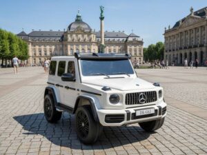 Kinderfahrzeug – Elektro Auto „Mercedes G63 AMG“ – Lizenziert –2 Sitzer- 24V 200W, Allrad- 2,4Ghz, MP3+Ledersitz+EVA-Weiss