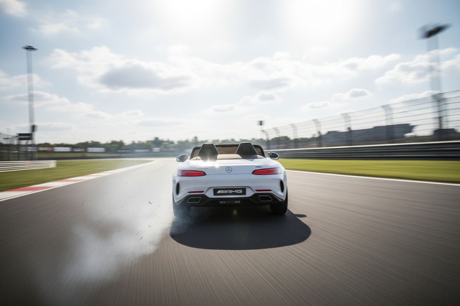 Kinderfahrzeug - Elektro Auto "Mercedes SL63 AMG" - Lizenziert - 24V Akku, 4 Motoren, 2,4Ghz Fernsteuerung, MP3+Ledersitz+EVA-Lackiert Weiss 5 Kinderfahrzeug - Elektro Auto "Mercedes SL63 AMG" - Lizenziert - 24V Akku, 4 Motoren, 2,4Ghz Fernsteuerung, MP3+Ledersitz+EVA-Lackiert Weiss – Bild 5