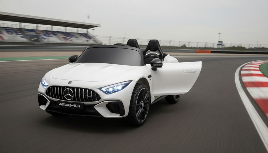 Kinderfahrzeug - Elektro Auto "Mercedes SL63 AMG" - Lizenziert - 24V Akku, 4 Motoren, 2,4Ghz Fernsteuerung, MP3+Ledersitz+EVA-Lackiert Weiss 6 Kinderfahrzeug - Elektro Auto "Mercedes SL63 AMG" - Lizenziert - 24V Akku, 4 Motoren, 2,4Ghz Fernsteuerung, MP3+Ledersitz+EVA-Lackiert Weiss – Bild 6