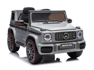Kinderfahrzeug - Elektro Auto "Mercedes G63 AMG" - Lizenziert - 12V7AH Akku,2 Motoren- 2,4Ghz Fernsteuerung, MP3+Ledersitz+EVA-Silber